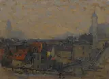 Joseph Raphael, Old Street, Bruxelles, Winter, 1921, oil on panel