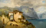 George Edwards Hering, On a North Italian lake, oil on canvas