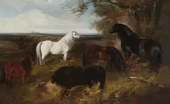 The Queen's ponies in Windsor Park, with Windsor Castle beyond by Henry Barraud, oil on canvas, sold Nov 2016