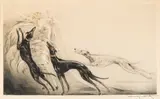 Coursing II (H., C., & I. 371) by Louis Icart, 1929, Etching with handcoloring on wove paper, sold Nov 2016