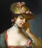 Antoine Pesne, A portrait of a lady with a bonnet, oil on canvas