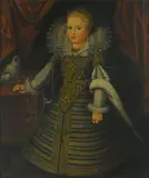 Tiberio Titi, A portrait of a young girl, full length, in an embroidered and jeweled dress, oil on canvas