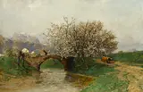 Adolf Gustav Ditscheiner, Apple blossoms, oil on canvas