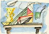 Markus Lüpertz, Drei Bilder über den Frühling, 1978, Aquarell und Wachskreide auf Papier