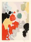 Ernst Wilhelm Nay, Farbaquatinta 1958 - 4 (Weiss Vulkanisch), 1958, Farbaquatinta auf Rives-Velin