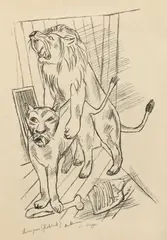 Löwenpaar by Max Beckmann, 1921, Lithographie auf Bütten, sold May 2013