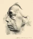 Selbstbildnis im Profil by Käthe Kollwitz, 1927, Lithographie auf gelblich-glattem, imitiertem Japan, sold Nov 2011