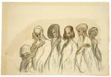 Illustrationsentwurf zu Kalif Vathek by Alfred Kubin, 1906, Aquarell, Bleistift und Feder in Grau auf Papier, sold Nov 2011
