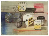 Würfel by Johannes Molzahn, Aquarell, Farbkreide und Bleistift auf festem Papier, sold Jun 2012