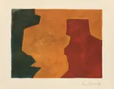 Composition verte, orange et lie-de-vin“. by Serge Poliakoff, 1966, Farblithographie auf Rives-Velin, sold Nov 2011