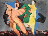 Ernst Fritsch, Dämonen über der Stadt, 1954, Öl auf Hartfaser