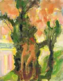 Max Kaus, Akte in Landschaft, 1936, Aquarell und Gouache über Bleistift auf Velin