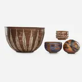 Otto & Vivika Heino, Tea bowl, small bowl, small vase, and large bowl