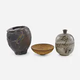Paul Soldner, Two vases and one bowl