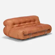Afra & Tobia Scarpa, Soriana sofa, 1970, leather, chrome-plated steel, plastic