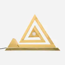 Yonel Lebovici, Pyramide Pantographe table lamp, 1978, brass, glass