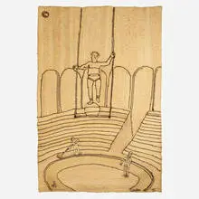 Circus tapestry by Alexander Calder, 1975, hand-woven Guatemalan maguey fiber, sold Mar 2024