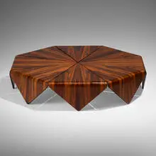 Pétalas coffee table by Jorge Zalszupin, 1959-1965, jacaranda, iron, sold Mar 2024