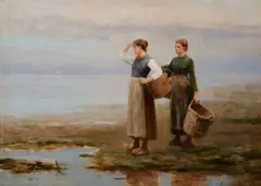 Daniel Ridgway Knight, Fisher women on the shore, oil on canvas