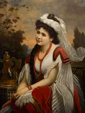 Marcel Johann von Zadorecki, A young beauty in a landscape, oil on canvas
