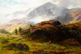 Fsa Charles Stuart, Deer in the Scottish Highlands, oil on canvas