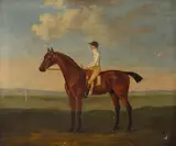 Ancaster, a bay racehorse with James Hawkins up by Francis Sartorius, oil on canvas, sold Jun 2016