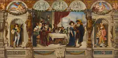 Continental School, A merry dinner party with figures in Renaissance costume, oil on canvas