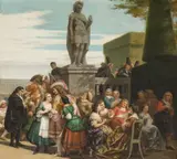 Henri-Pierre Picou, Elegant company at Versailles, oil on canvas
