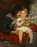 Granny's little darling by Agathe Röstel, oil on canvas, sold Jun 2016