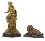 Étienne Henri Dumaige, French gilt bronze figure of seated female, gilt bronze