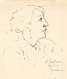 Portrait Frau K. by Alexej von Jawlensky, 1927, Tuschfeder auf dünnem Zeichenpapier, auf Japan kaschiert, sold May 2011