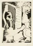 Pablo Picasso, Sculpteur et sculpture, 1965, Aquatinta, Reservage, Vernis mou und Kaltnadel auf Velin