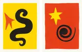 Fêtes by Alexander Calder, 1971, Original-Leinenkassette mit 8 Farbradierungen, davon 1 als Titel, jeweils auf Velin-Doppelbögen (Wz. Richard-de-Bas), un, sold Nov 2010