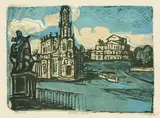 Otto Dix, Hofkirche in Dresden, 1955, Farblithographie auf Velin