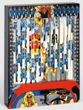 Thomas Bayrle, Bonnie & Clyde, 1969, Objektkasten: Farbserigraphie auf Papier und Kunststoff, mit Bewegungsmechanik (Handkurbel)