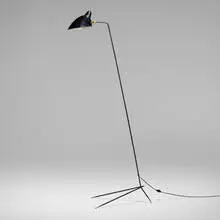 Floor lamp by Serge Mouille, 1953, enameled steel, enameled aluminum, brass, sold Mar 2024