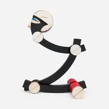 Serge Manzon, Sculpture, 1979, silver plate, enameled metal
