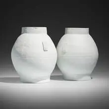 Big White Pots, pair by Hella Jongerius, c. 1997, cast porcelain, sold Mar 2024