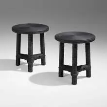 Afrido stools, pair by Christian Astuguevieille, 2012, lacquered rope over wood, sold Mar 2024