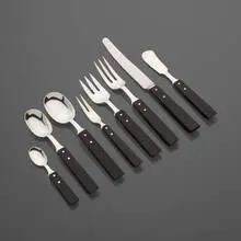 Allan Adler, Rare Town and Country flatware service, c. 1955, sterling silver, ebony