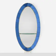 Floor-length mirror, model 2690 by Cristal Art, c. 1965, colored and mirrored glass, glass, brass, sold Mar 2024