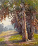 Paul A. Grimm, Friendly trees, oil on canvas affixed to board