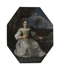 A portrait of a man; also a companion painting of a woman (a pair) by Michelangelo Cerquozzi, sold Jun 2016