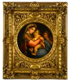 The Madonna della Sedia in an elaborate frame by called Raphael Raffaello Sanzio, oil on canvas, sold Mar 2016