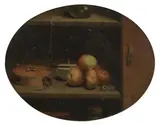 A thief in the cupboard by French School, oil on panel, sold Mar 2016