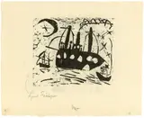 Fröhliche Schiffsreise by Lyonel Feininger, 1919, Holzschnitt auf Japanbütten, sold Jul 2021