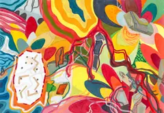 Franz Ackermann, Ohne Titel (mental map), 1992, Gouache und Bleistift auf Papier
