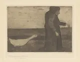 Paula Modersohn-Becker, Die Frau mit der Gans, 1902, Aquatinta auf Velin
