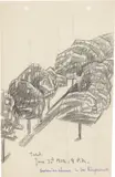 Lyonel Feininger, Kastanienbäume in der Ringbahnstraße, 1902, Bleistift auf kariertem gelochtem Papier