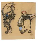 Mann und Frau by Heinrich Zille, Farbkreide und Kohle auf Papier, sold Nov 2008